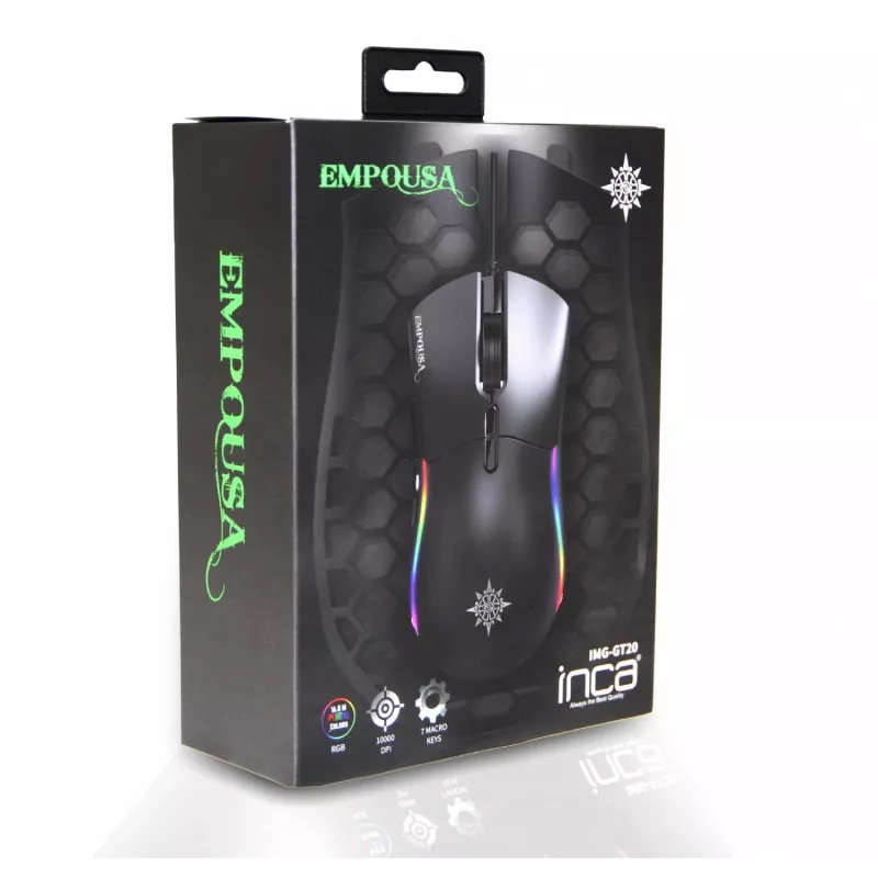 INCA Gaming Mouse IMG-GT20 10000 DPI. RGB. 7 mygtukai. USB. SW mažmeninė