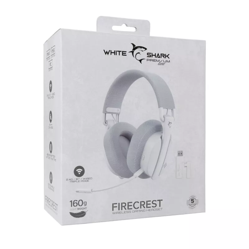 Ausinės White Shark WGH-2444 Firecrest baltos