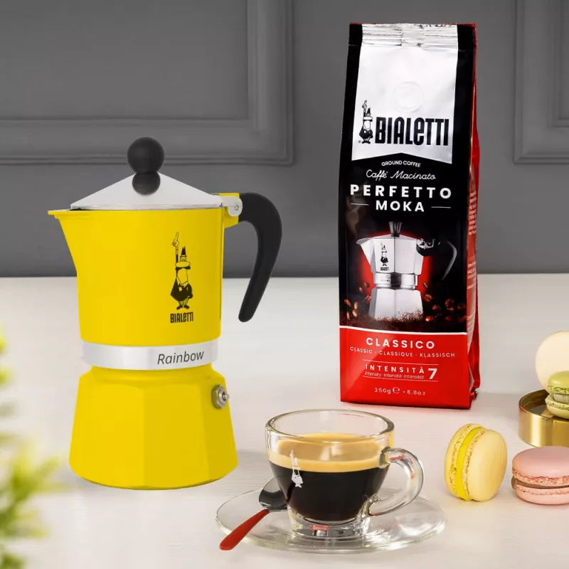 Bialetti Rainbow Black Yellow kavinukas vienam puodeliui