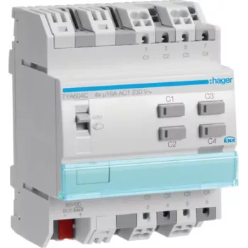 KNX jungiklio/žaliuzių išėjimas 4 kanalų 16A HAGER TYA604C (TYA604C)