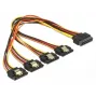 Delock 60157 SATA maitinimo prailginimo kabelis, SATA 15 kontaktų kištukas su fiksatoriumi – 4x SATA 15 kontaktų lizdai, 0,3 m, juoda/geltona/raudona/oranžinė