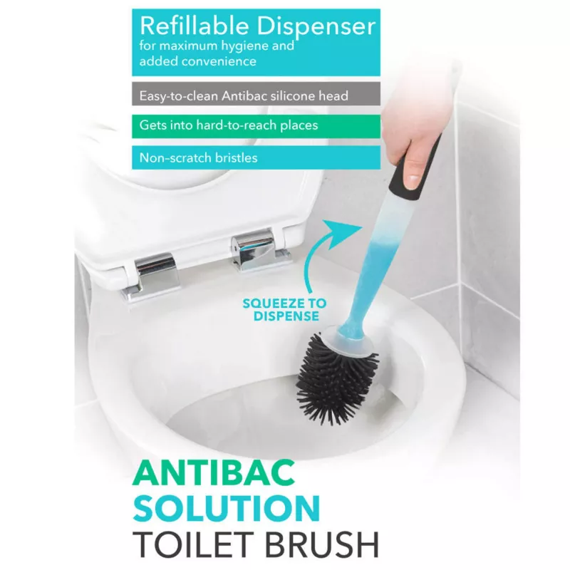 Tualetinis šepetėlis Beldray LA033996UFFEU7 Antibac pilkas, antibakterinis tualeto valymo šepetėlis