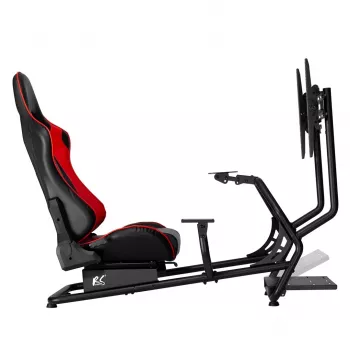 Gaminimo kėdė NanoRS RS160 3-in-1 Lenktynių Simuliatoriaus Stovas PC Konsolėms, Dirbtinės Odos Apvalkalas, Vairo Stovas, TV Laikiklis iki 50 col., Vesa 400x400