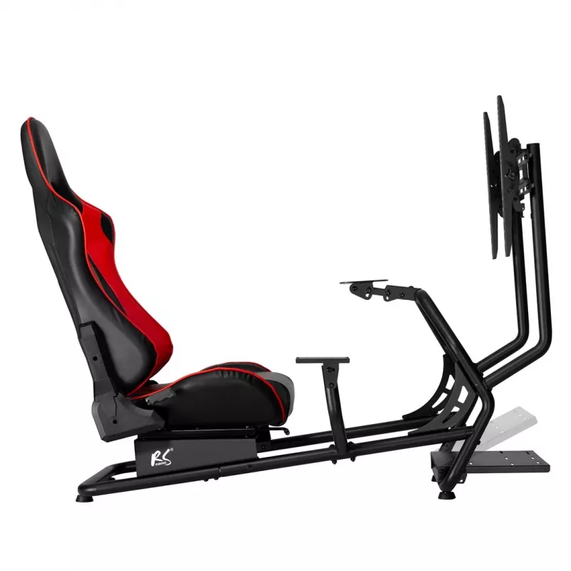 Gaminimo kėdė NanoRS RS160 3-in-1 Lenktynių Simuliatoriaus Stovas PC Konsolėms, Dirbtinės Odos Apvalkalas, Vairo Stovas, TV Laikiklis iki 50 col., Vesa 400x400