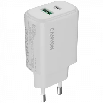 CANYON OnCharge 250 25W 1xPD 1xQC EU baltas įkroviklis