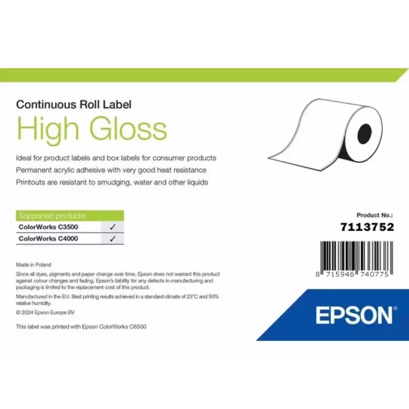Epson lipdukų ritinys blizgus ištisinis 51 mm × 33 m (7113752)