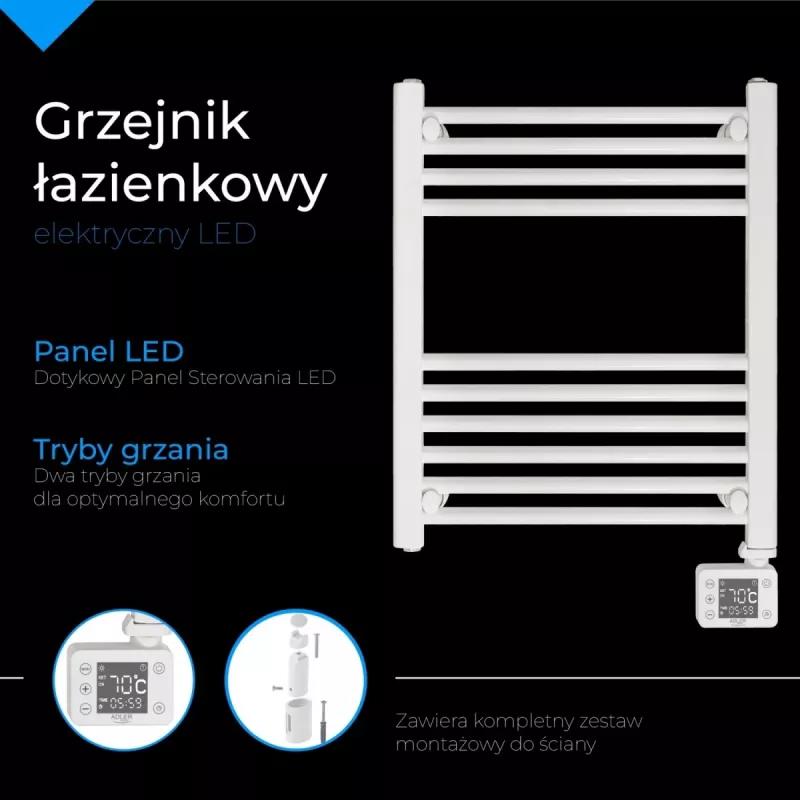 LED elektrinis vonios radiatoriaus šildytuvas AD 7823 | 400 W | Baltas | IP24