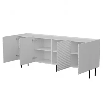 Komoda Cama LUCCA 4D, 200x40x80 cm, balta, medžio drožlių plokštė, 16 mm korpusas
