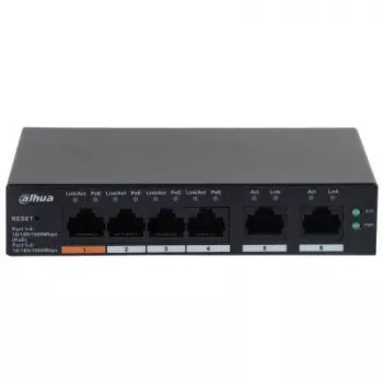 Dahua Technology DH-CS4006-4GT-60 valdomas L2 tinklo jungiklis Gigabit Ethernet (10/100/1000) su PoE, juodas