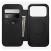 Odininis dėklas su atvartu Nomad Modern Leather Folio, skirtas iPhone 17 Pro, rudos spalvos, tinka 6,3 colio (16 cm) ekranui, 4 kortelių kišenės
