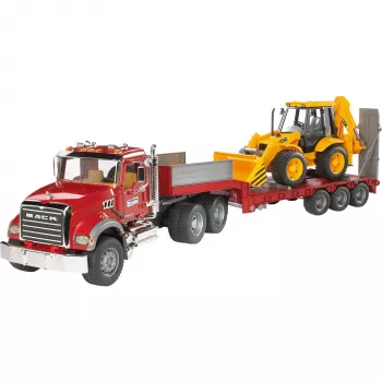 BRUDER BR-02813 Žemas vežimėlis su JCB 4CX priedu, ABS konstrukcija, įvairiaspalvis