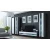 TV spintelė Cama Meble VIGO NEW 30/140/40 — 1400×400×300 mm, pilkas viršus, pilkas rėmas, balti blizgūs fasadai