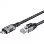 Ethernet kabelis USB-C 3.2 Gen2 kištukas > RJ-45 kištukas, LAN adapteris juodas/sidabrinis, 1,5 metro, pintas tekstilinis apvalkalas
