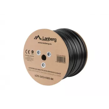 LANBERG kabelis tinklo Cat5e LCF5-21CU-0305-BK, F/UTP varis, 305 m, 24 AWG, PE apvalkalas, juodas