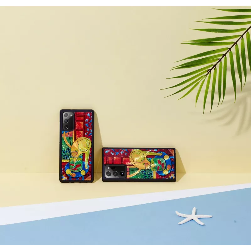 Dėklas iKins Samsung Galaxy Note 20 Ultra – katės dizainas su raudona žuvimi