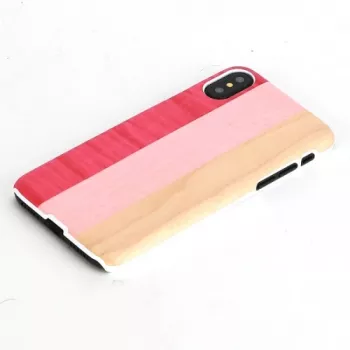 Dėklas iš medžio man and wood iPhone X/XS — pink pie white