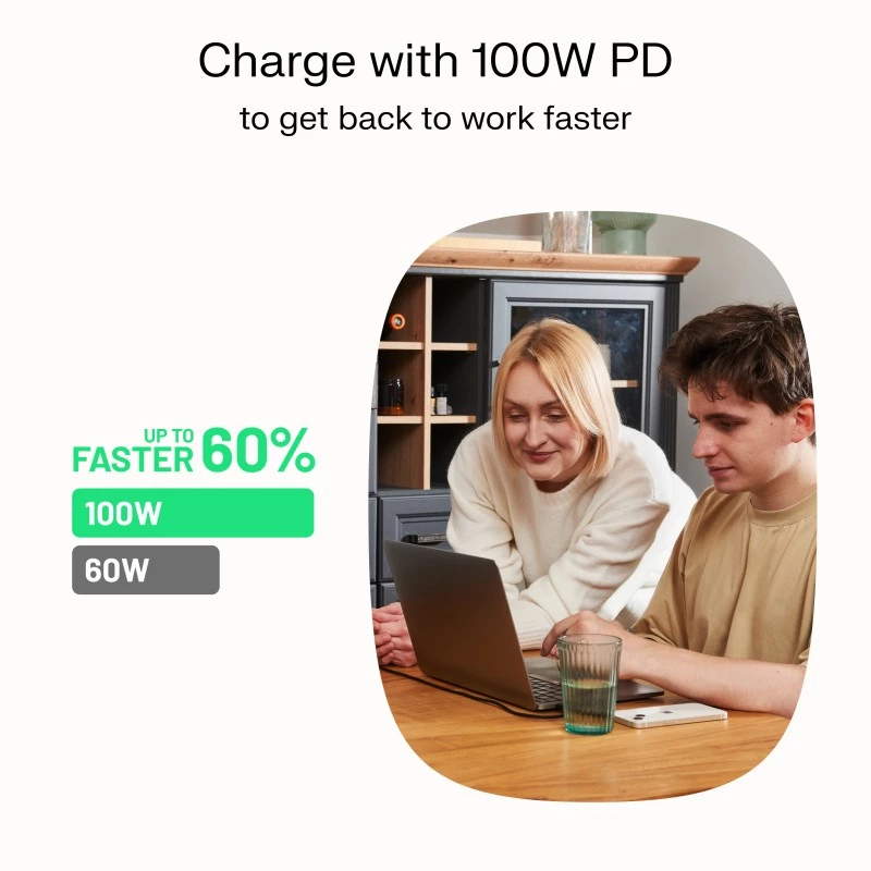Laidas USB-C-USB-C PowerStream 100W pintas 1,2m baltas
