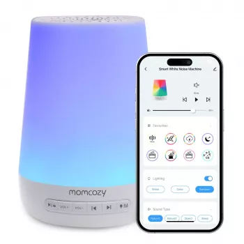 Momcozy WN02 LED naktinė šviesa su baltu triukšmu, Wi-Fi, Alexa, USB-C
