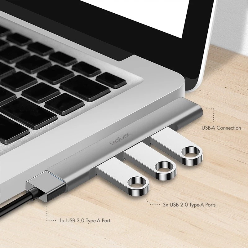 LogiLink USB 3.2 Gen1 4 prievadų USB-A šakotuvas 1x USB 3.0 AF, 3x USB 2.0 AF UA0436