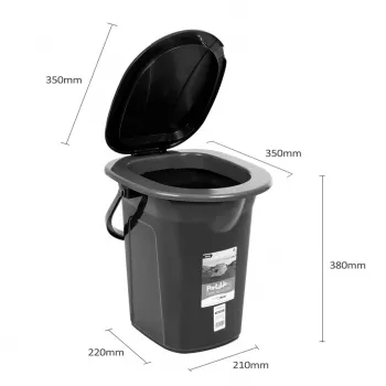 GreenBlue GB320BL nešiojamas kelioninis tualetas su kibirėliu, sėdyne, dangčiu ir rankena, 19 l