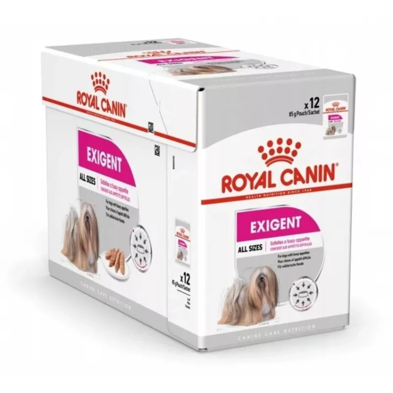 Šlapias šunų ėdalas Royal Canin Exigent Meat Universal 12×85 g – paukštiena, suaugusiems, išrankiems šunims