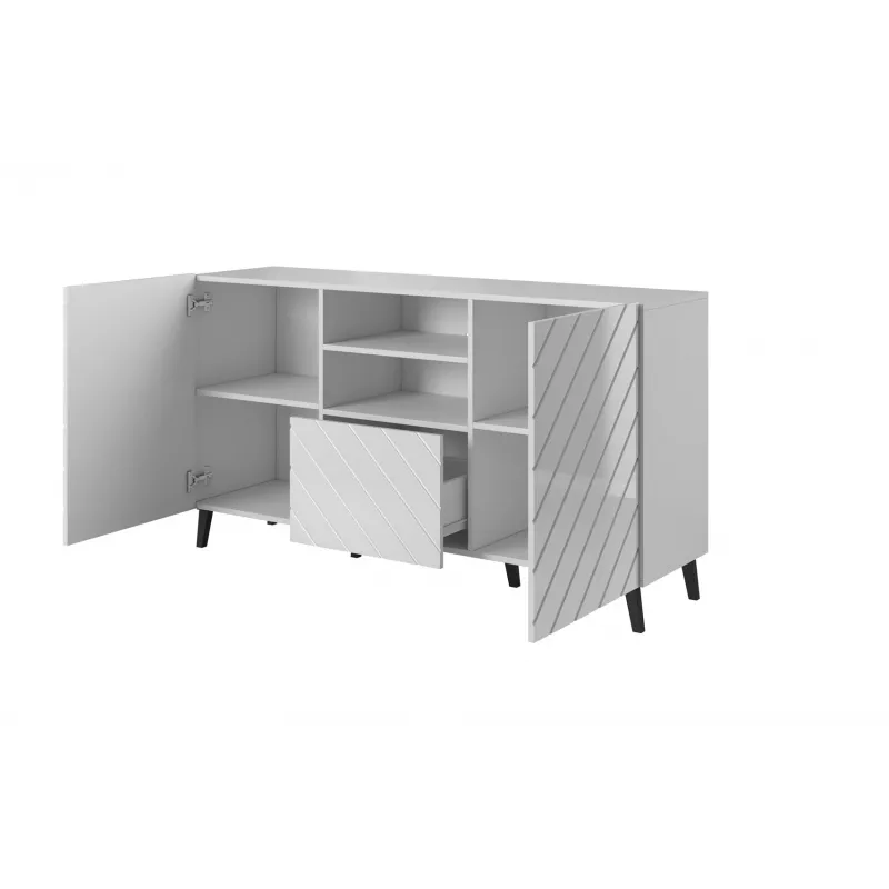 ABETO komoda 150x42x82 baltas blizgus