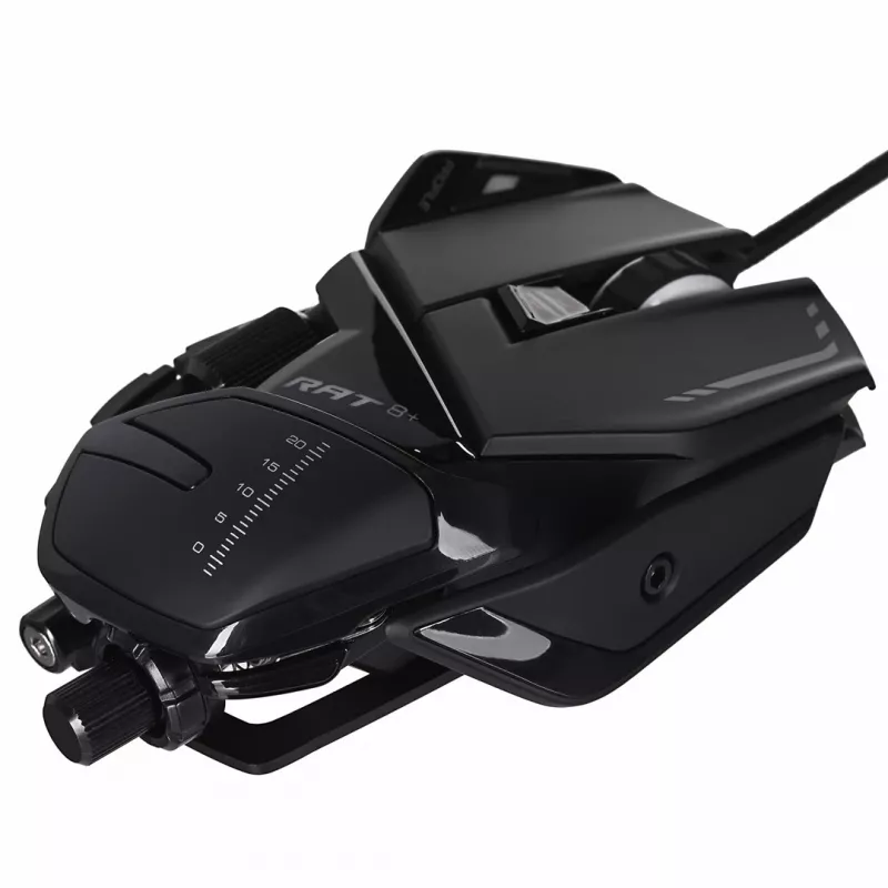 Žaidimų pelė Mad Catz R.A.T. 8+ – dešinei rankai, optinė, 16000 DPI, 11 mygtukų, USB-A, 145 g