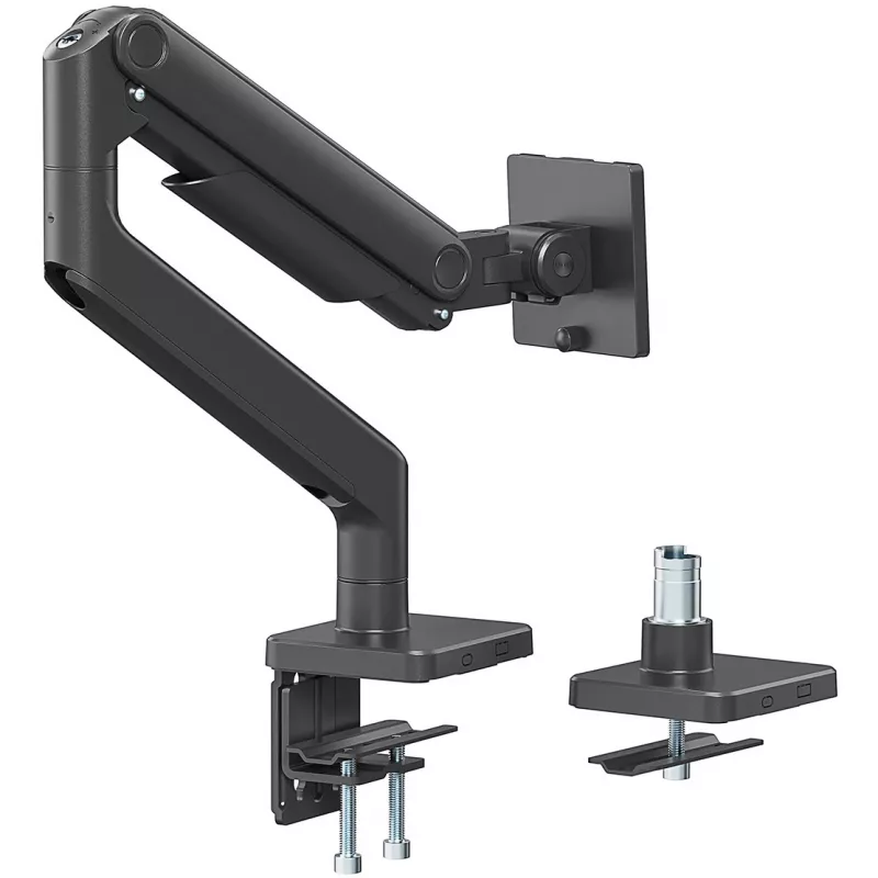 Monitorio laikiklis DIGITUS Single, spaustuvinis, iki 49 colių (124,5 cm), 20 kg, VESA 75x75–100x100, pakreipimas -20° iki 50°, aukščio reguliavimas, juodas