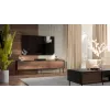TV spintelė CORTINA 4D 200x40x55 cm, juodas viršus, riešutmedžio fasadai
