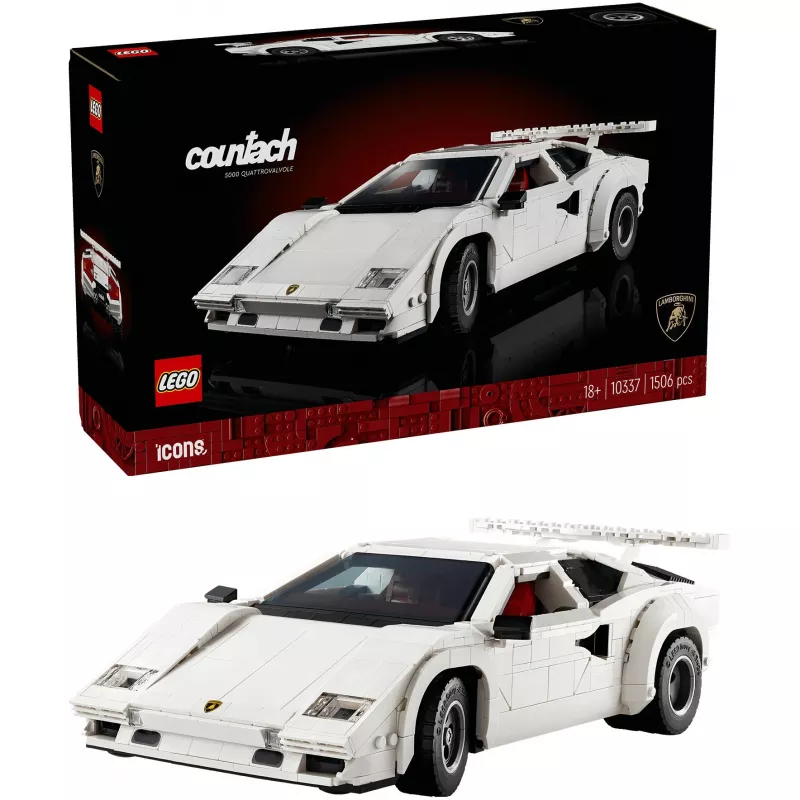 LEGO Icons modelis Lamborghini Countach 5000 Quattrovalvole 10337 — demonstracinis modelis, 1 506 dalių, 340×90×160 mm