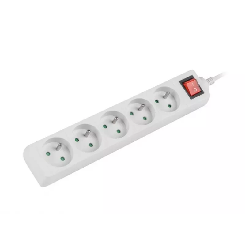 Prailginimo laidas Lanberg PS1-05E-0300-W 3m 5 kištukinių lizdų vidaus/lauko naudojimui baltas