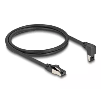 Tinklo kabelis DeLOCK RJ45 Cat.8.1 90° į viršų / tiesus 1m juodas