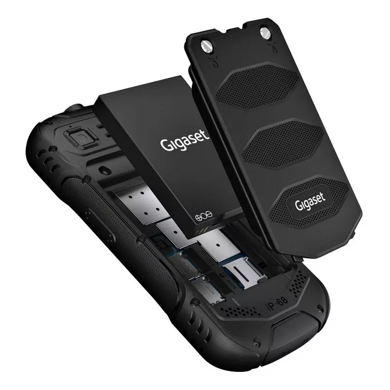 GIGASET GLX 8 ACTIVE juoda 6,1 cm 2,4 colio ekranas, Push-to-talk funkcija, 2500 mAh baterija, IP68, 2 MP kamera, Dual-SIM, Bluetooth