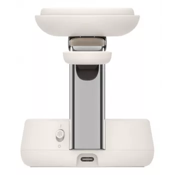 Belaidis USB įkroviklis Belkin Qi2 WIZ040KQSD — 25 W, USB maitinimas, 1,5 m laidas, baltas, skirtas išmaniajam telefonui, išmaniajam laikrodžiui, ausinėms, fitneso apyrankei
