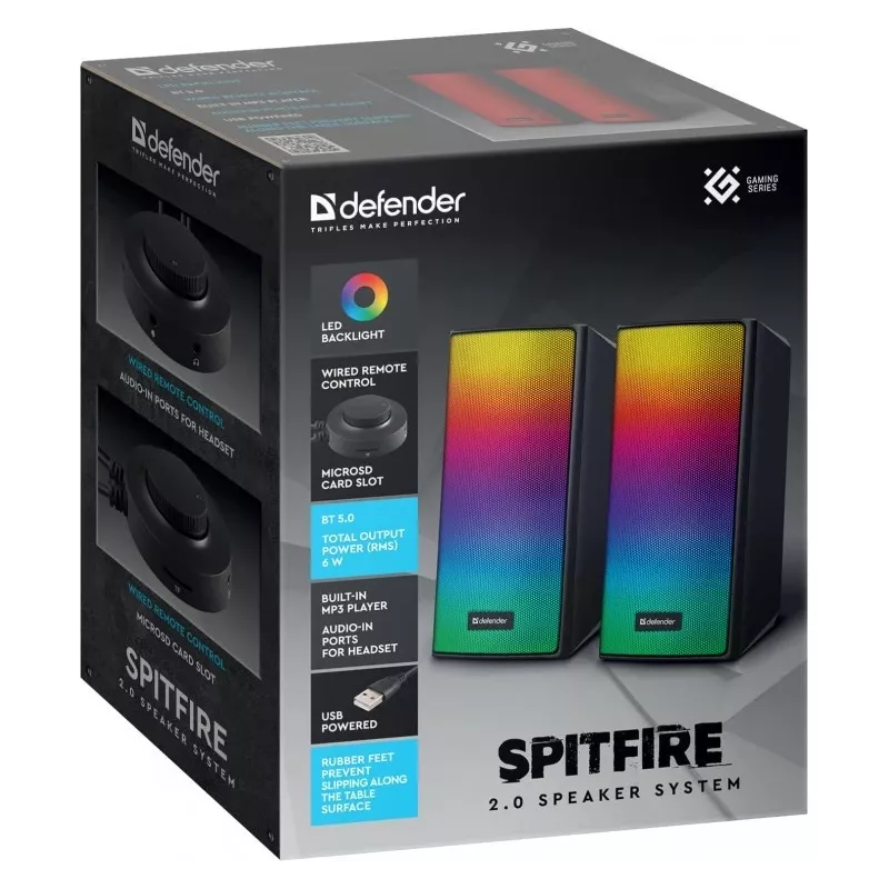 Garsiakalbiai Defender Spitfire 2.0 6W LED USB