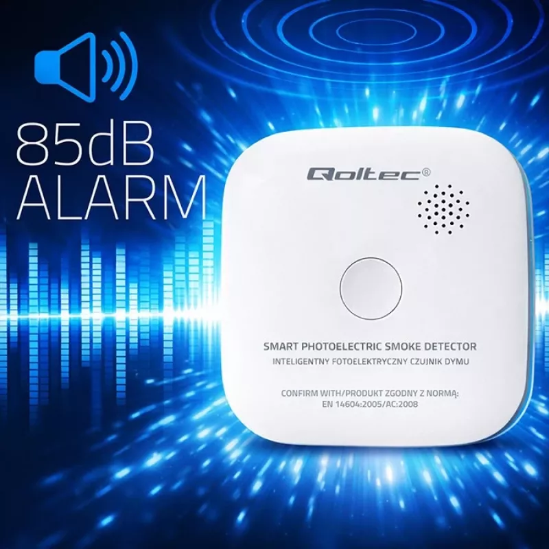 Belaidis dūmų detektorius QOLTEC 52653 su 85 dB baterijos aliarmu