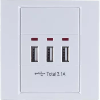 Kištukinis lizdas su USB ShiverPeaks BS60065 Baltas