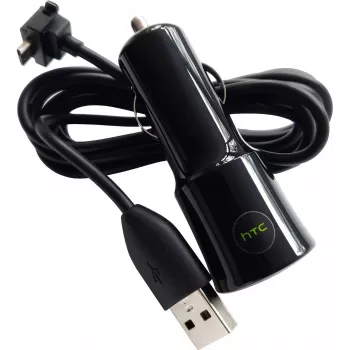 Automobilinis įkroviklis HTC CC-C120 1A + Micro-USB laidas DC-M410 baltas (CC-C120)