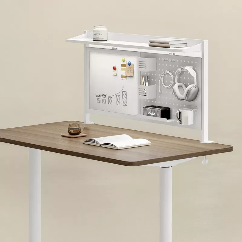 Stalo pertvara ergo office ER-301 W — 1116 mm pločio plieninis ekranas su magnetine lenta, baltas, maks. apkrova 10 kg