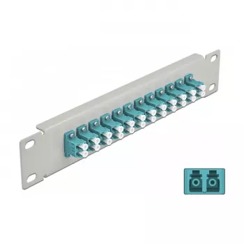 DeLOCK 10 inch 12 prievadų LC Duplex šviesolaidžio pataisų skydas 1U, Aqua ir pilka