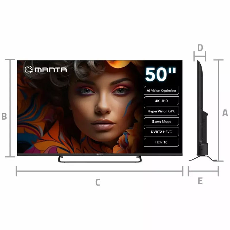 Televizorius Manta 50LUV125E 50 colių LED ekranas 4K raiška