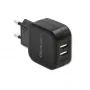 Vidinis AC įkroviklis QOLTEC 50186 išmaniajam telefonui ir planšetei, 5 V 3,4 A, 17 W, 2× USB, juodas