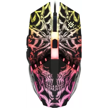 Gaming pelė DEFENDER GM-670L ambidekstrinė optinė, 2400 DPI, 5 mygtukai, laidinė, juoda, RGB