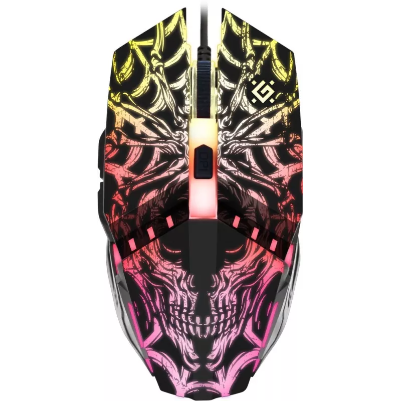 Gaming pelė DEFENDER GM-670L ambidekstrinė optinė, 2400 DPI, 5 mygtukai, laidinė, juoda, RGB