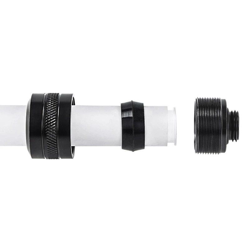 Alphacool 17473 žalvarinė jungtis, 23 mm aukštis, 26 mm skersmuo, juoda