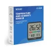 Vidaus temperatūros ir drėgmės jutiklis SAVIO CT-01/B pastatomas, LCD, -10–55°C, 10–99% RH, CR2032