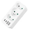 Maitinimo skirstytuvas MACLEAN MCE248 F/W – 3 kištukiniai lizdai (1×16A, 2×6A) + 4×USB (2×A, 2×C PD 20W), EU kištukas, baltas