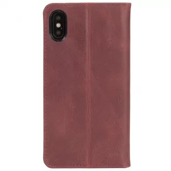 Krusell Sunne 4 Card FolioWallet dėklas iPhone XS Max – raudona natūrali oda