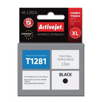 Activejet AE-1281N rašalas (Epson T1281 pakaitalas; Supreme; 15 ml; juoda)