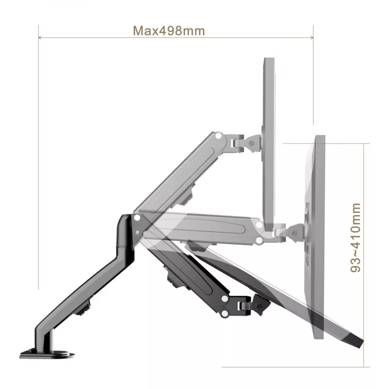 Maclean MC-860N Monitorio Laikiklis su Dujine Spyruokle, 13-27, 8 kg, Juodas